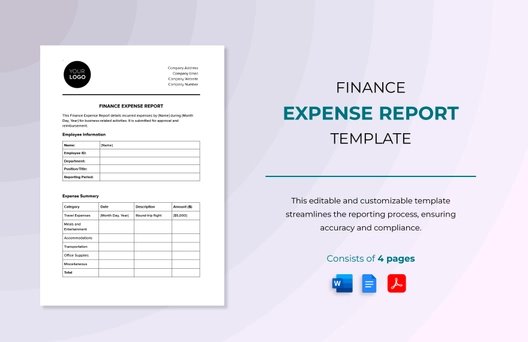 Finance Expense Report Template