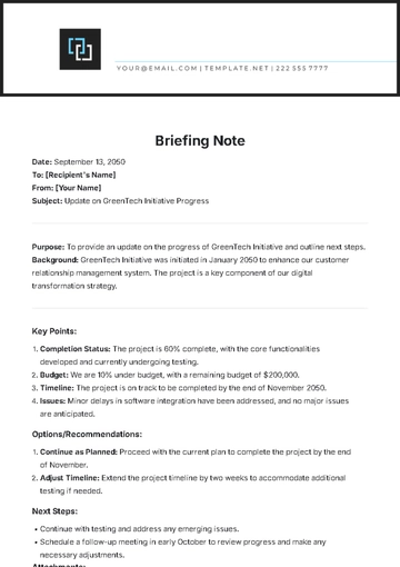 Free Briefing Note Template to Edit Online