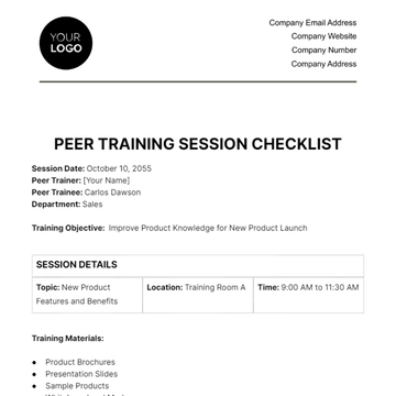 Free Peer Training Session Checklist HR Template to Edit Online