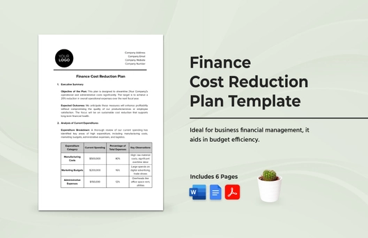 Finance Cost Reduction Plan Template