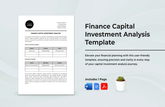 Finance Capital Investment Analysis Template