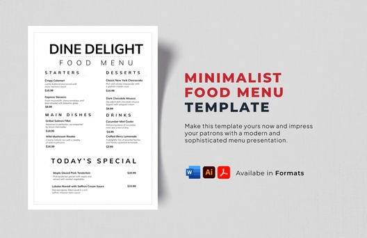 Minimalist Food Menu Template