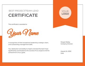 Free Best Project/Team Lead Certificate HR Template to Edit Online