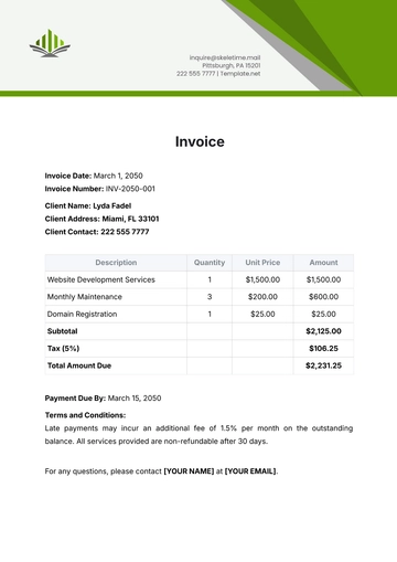 Free Invoice Template to Edit Online