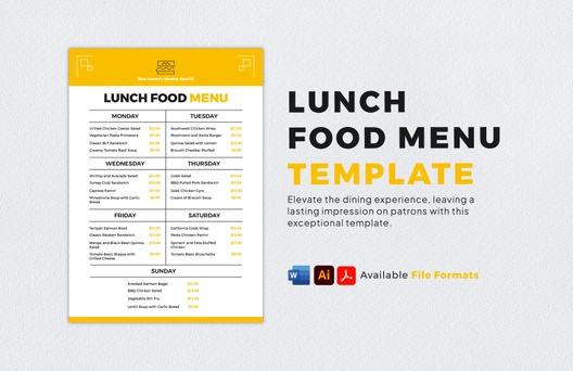 Lunch Food Menu Template