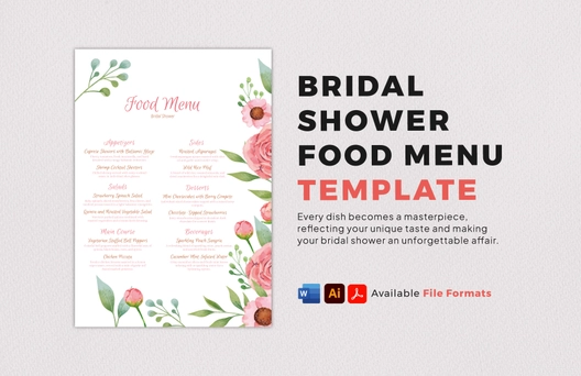 Bridal Shower Food Menu Template