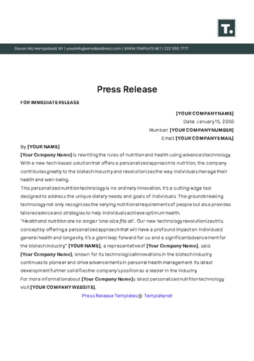 Free Press Release Template to Edit Online