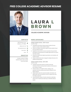 College Academic Advisor Resume