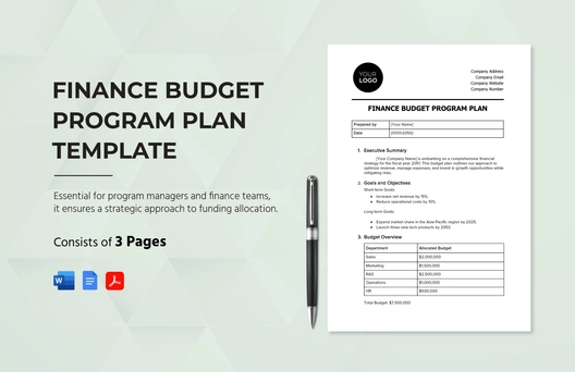Finance Budget Program Plan Template