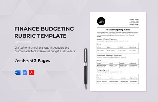 Finance Budgeting Rubric Template