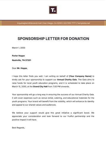 Free Sponsorship Letter for Donations Template to Edit Online