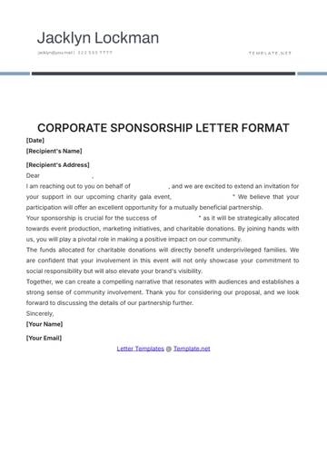 Free Corporate Sponsorship Letter Format Template to Edit Online