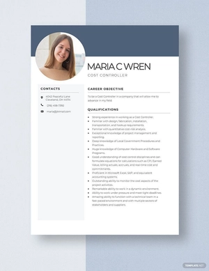 Cost Controller Resume