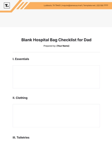 Free Blank Hospital Bag Checklist for Dad Template to Edit Online