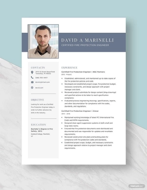 Certified Fire Protection Engineer Resume