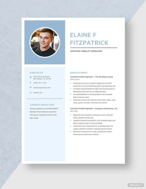 Certified Forklift Operator Resume