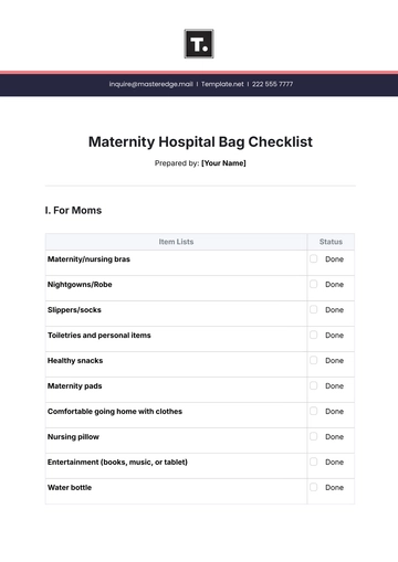 Free Maternity Hospital Bag Checklist Template to Edit Online