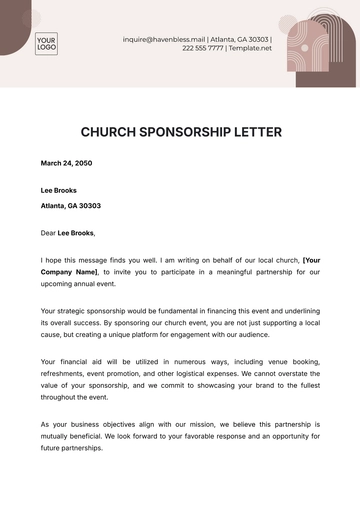 Free Church Sponsorship Letter Template to Edit Online