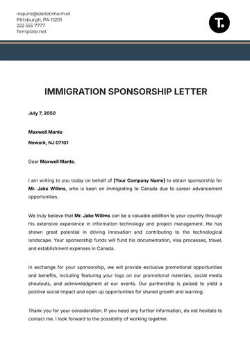 Free Immigration Sponsorship Letter Template to Edit Online