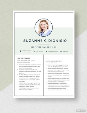 Certified Nurse Aide Resume