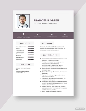 Certified Nursing Assistant Resume