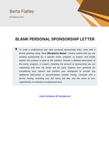 Free Blank Personal Sponsorship Letter Template to Edit Online