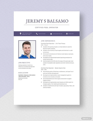 Certified Pool Operator Resume
