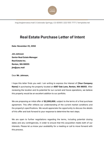Free Real Estate Purchase Letter of Intent Template to Edit Online