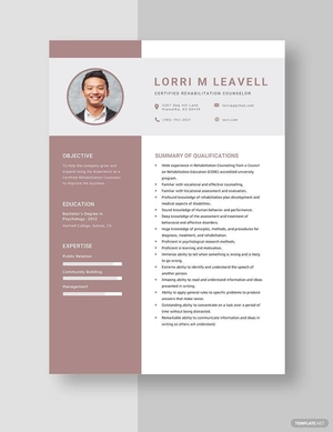 Certified Rehabilitation Counselor Resume