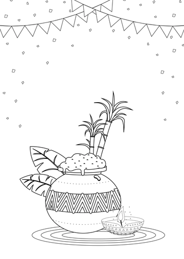 Free Pongal Harvest Festival Drawing Template to Edit Online