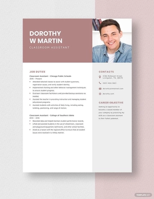 Classroom Assistant Resume