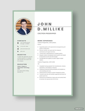 Crestron Programmer Resume