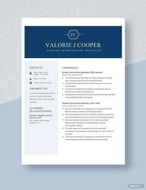 Disease Intervention Specialist Resume
