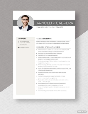 Environmental Supervisor Resume