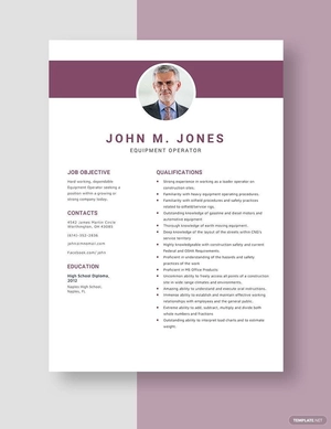 Equipment Operator Resume