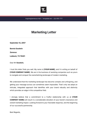 Free Marketing Letter Template to Edit Online
