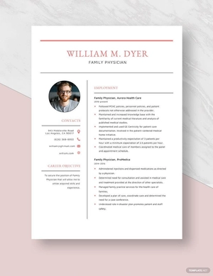 Family Physician Resume