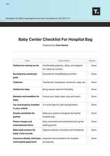 Free Baby Center Checklist For Hospital Bag Template to Edit Online