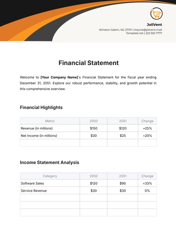 Free Financial Statement Template to Edit Online