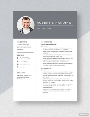 Control Clerk Resume