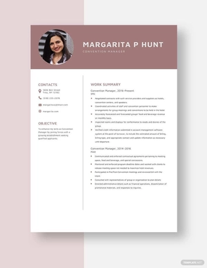 Convention Manager Resume