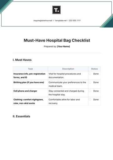Free Must Have Hospital Bag Checklist Template to Edit Online