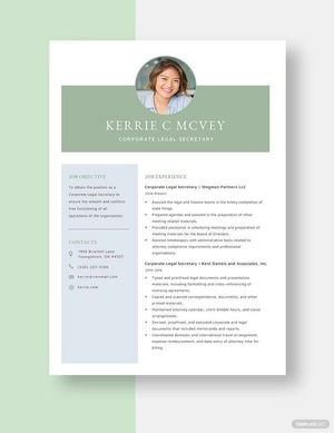 Corporate Legal Secretary Resume