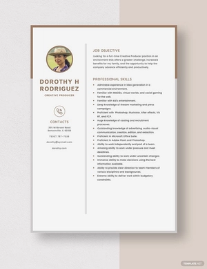 Creative Producer Resume