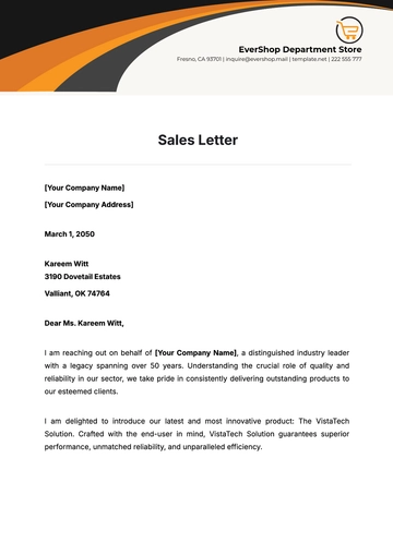 Free Sales Letter Template to Edit Online