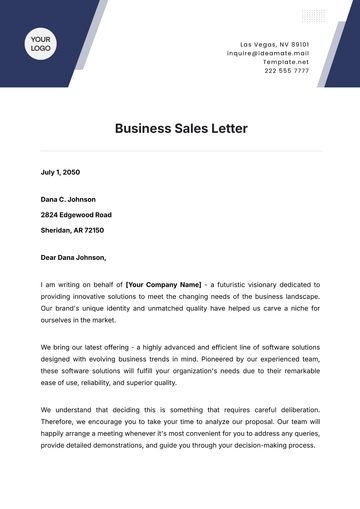 Free Business Sales Letter Template to Edit Online