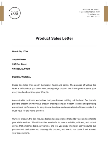 Free Product Sales Letter Template to Edit Online