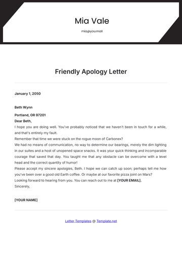 Free Friendly Apology Letter Template to Edit Online