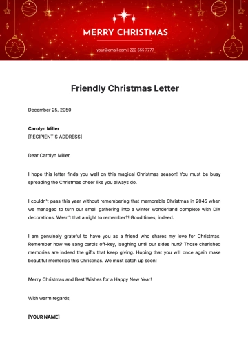 Free Friendly Christmas Letter Template to Edit Online