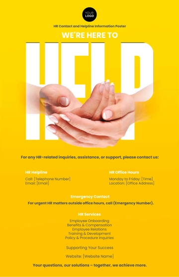 Free HR Contact and Helpline Information Poster HR Template to Edit Online